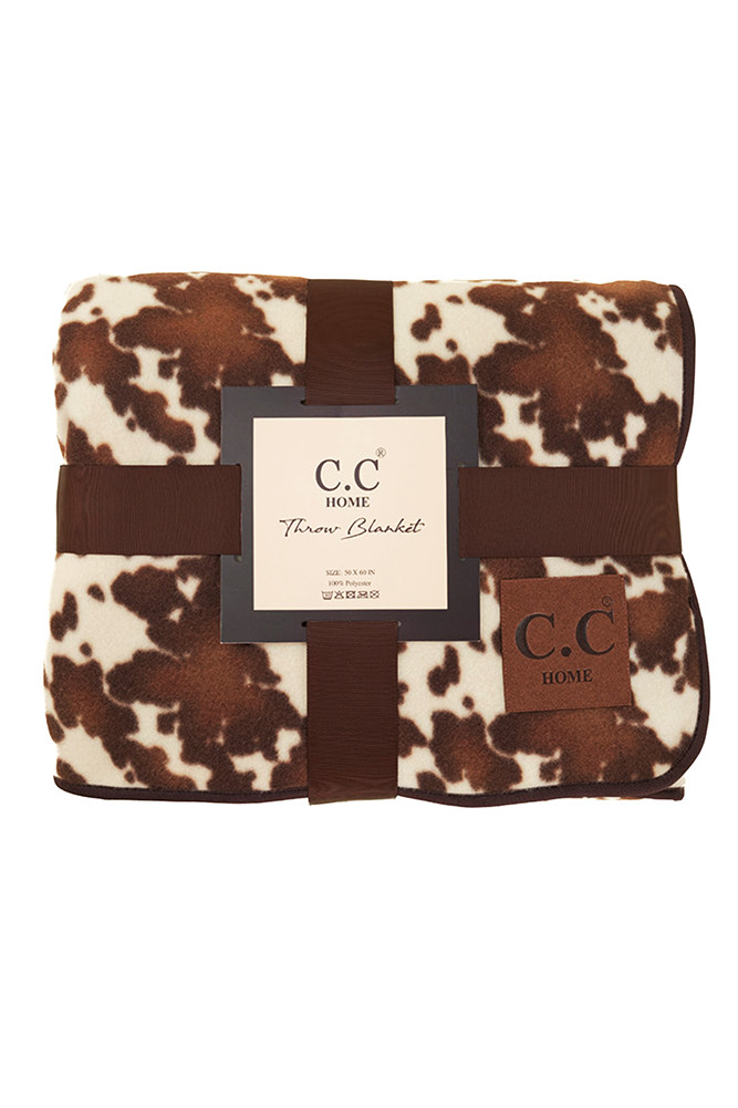 Cow Print Pattern with Sherpa Throw Blanket for Couch and Bed in Cow