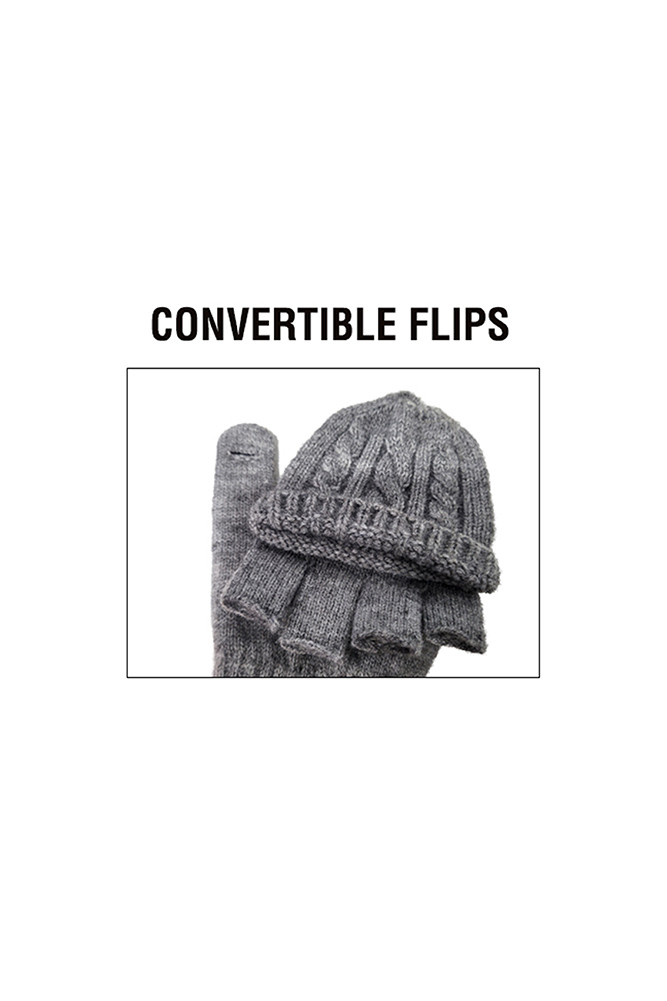 Women's Cable Pattern Convertible Flips Mitten Gloves — gloves photo 3