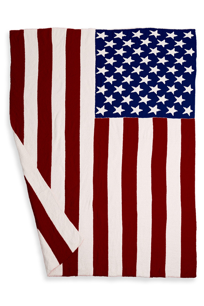 American Flag Reversible Throw Winter Blanket for Couch and Bed in Red Navy