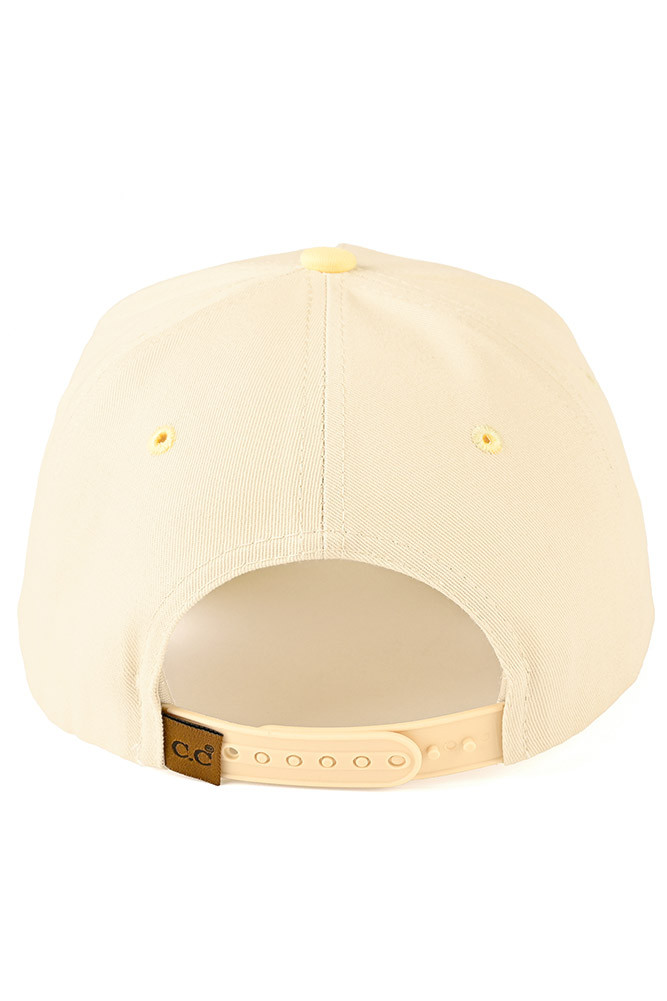 Women's Margs Lettering Two-Tone Trucker Baseball Cap in Butter Yellow