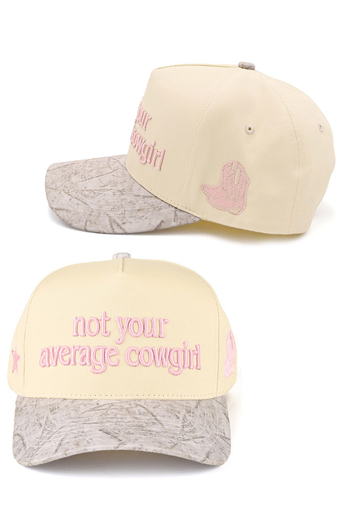 Women's Not Your Average Cowgirl Lettering Trucker Cap in White Camo by BURACQ