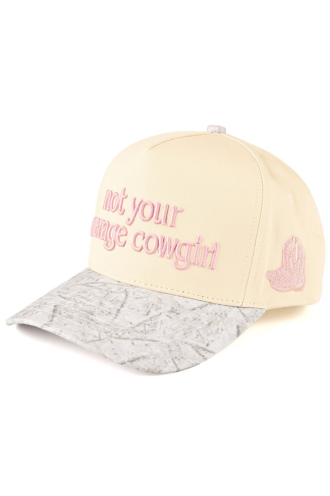 Women's Not Your Average Cowgirl Lettering Trucker Cap in White Camo