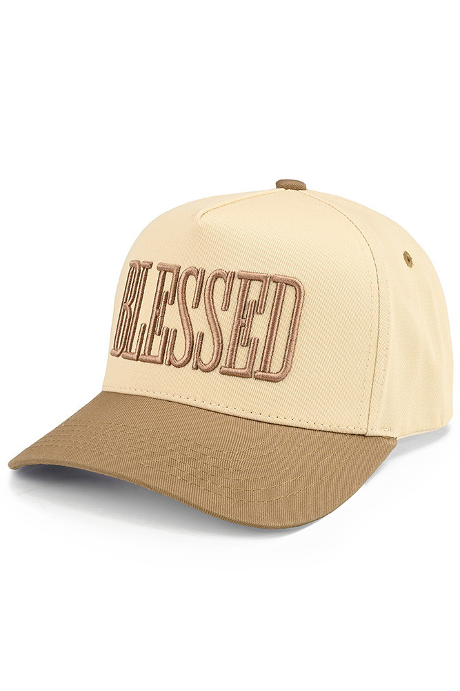 Women's Blessed Letter Embroidered Two-Tone Trucker Cap by BURACQ