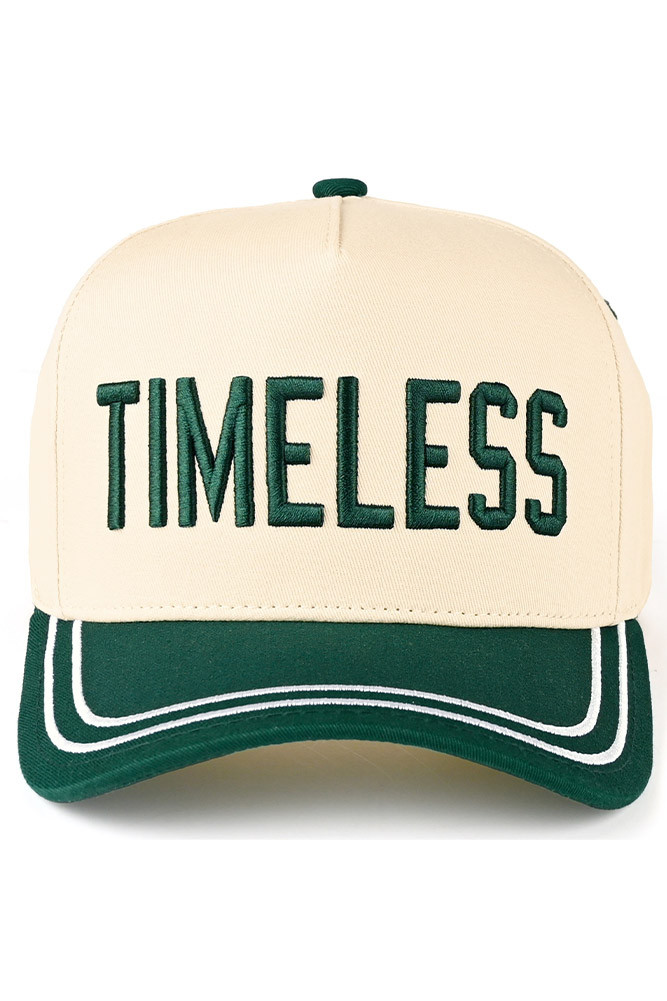 Women's Timeless Letter Two-Tone Trucker Snapback Cap in Dark Green