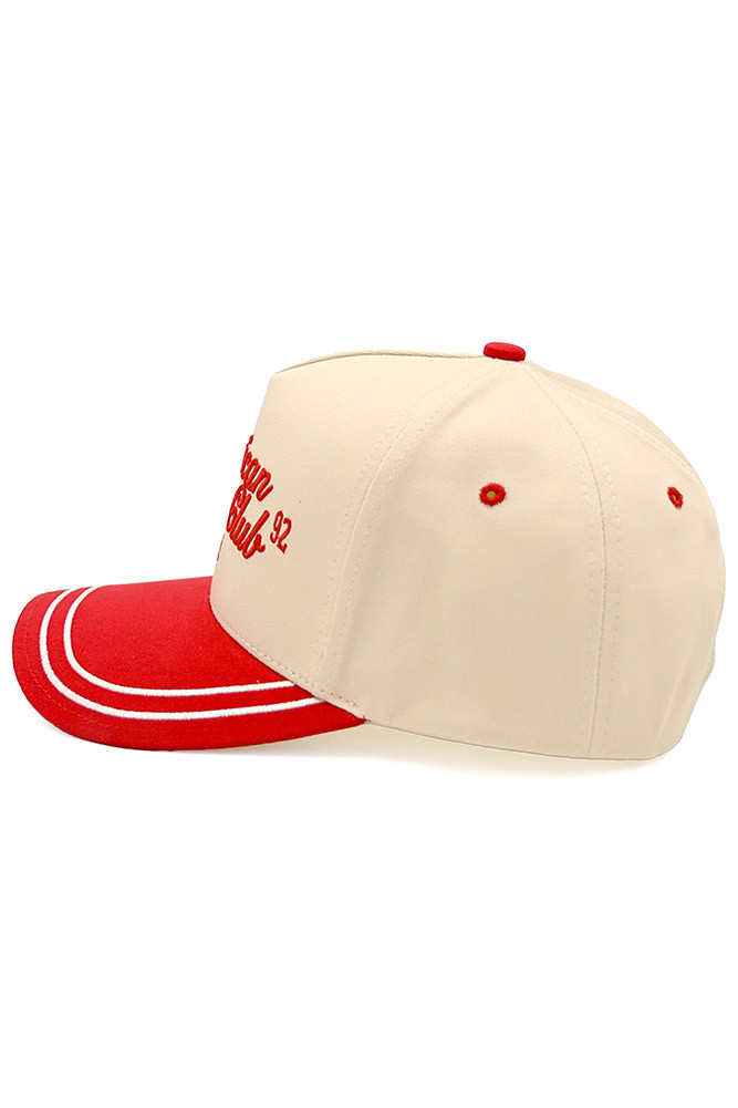 Women's American Sports Club Letter Trucker Cap in Red