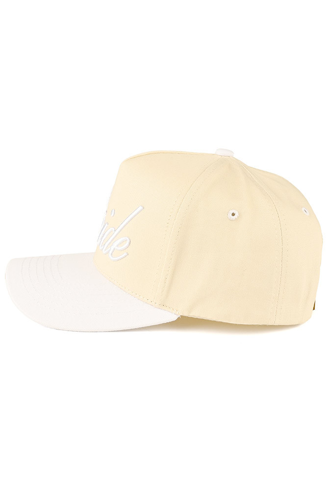Women's Bride Letter Embroidered Two-Tone Trucker Cap in White