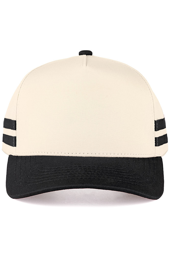 Women's Two Bold Stripes Side Two-Tone Trucker Cap in Black