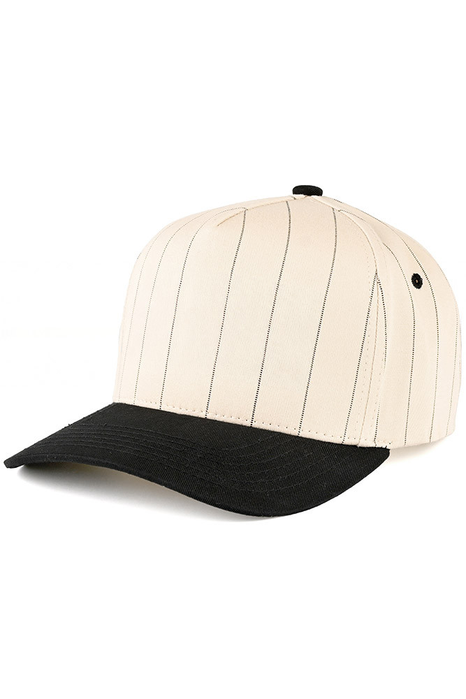 Women's Pinstripe Palin Two-Tone Trucker Cap in Black