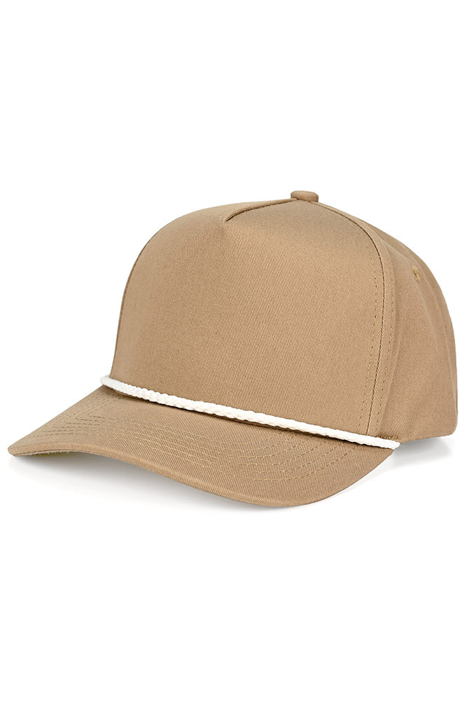 Women's Solid with Rope Point Plain Trucker Cap in Beige