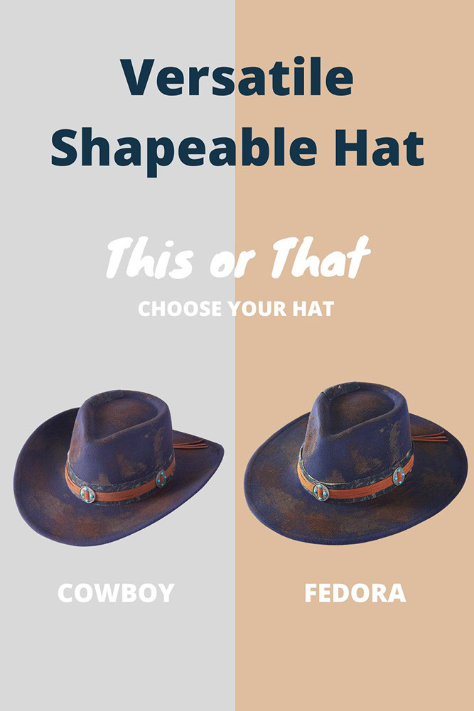 Women's Distressed Fabric Band Cowgirl Fedora Hat — fedora photo 2