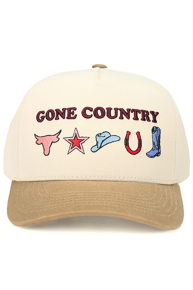 Women's Gone Country Western Symbols Trucker Cap in Beige