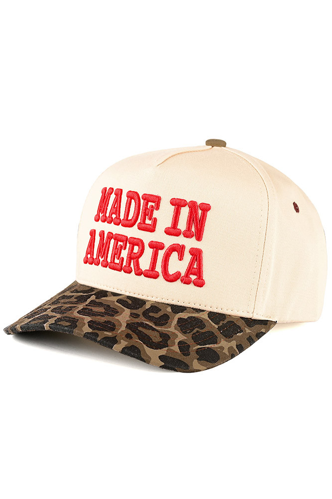 Women's Made in America Letter Leopard Trucker Cap in Leopard
