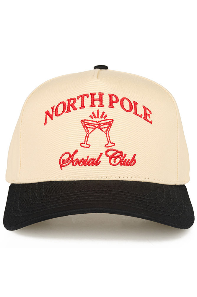 Women's North Pole Social Club Letter Trucker Cap in Black