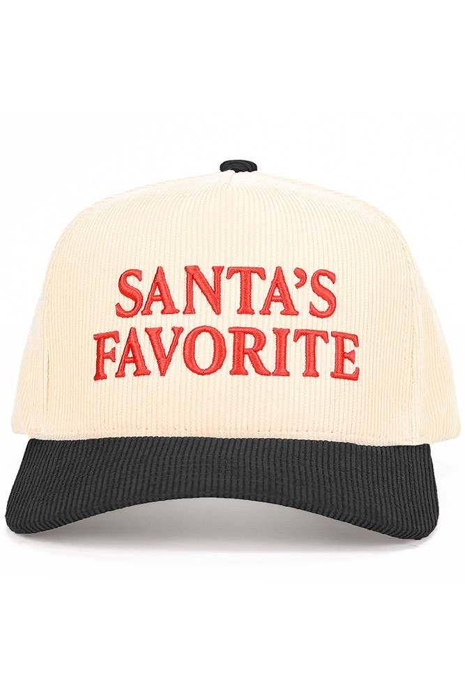 Women's Santas Favorite Letter Embroidered Trucker Cap in Black