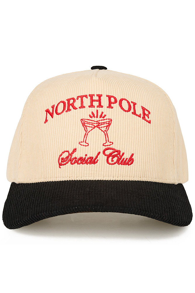 Women's North Pole Social Club Letter Trucker Cap in Black