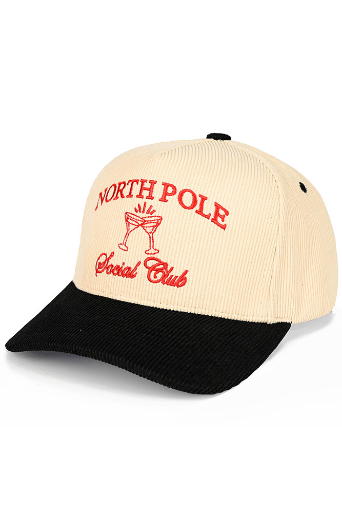 Women's North Pole Social Club Letter Trucker Cap in Black
