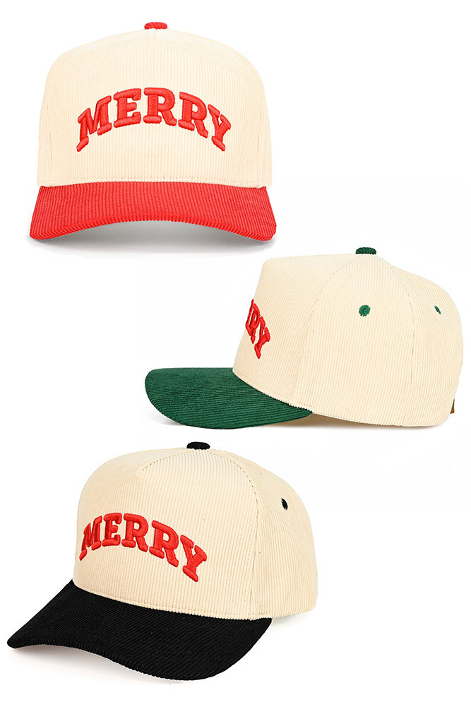 Women's Merry Bold Letter Corduroy Trucker Cap by BURACQ