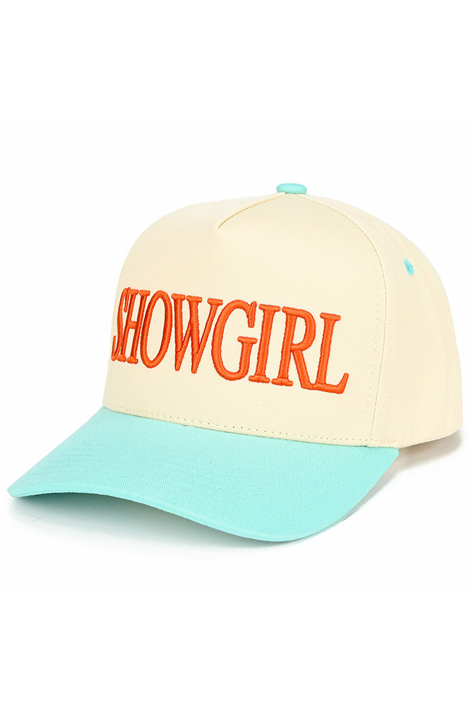 Women's Showgirl Letter Two-Tone Trucker Cap in Mint