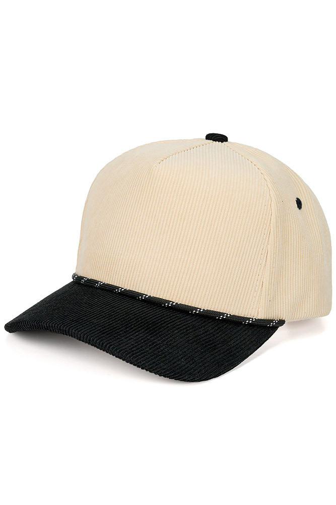 Women's Two-Tone Rope on Two-Tone Corduroy Trucker Cap in Black