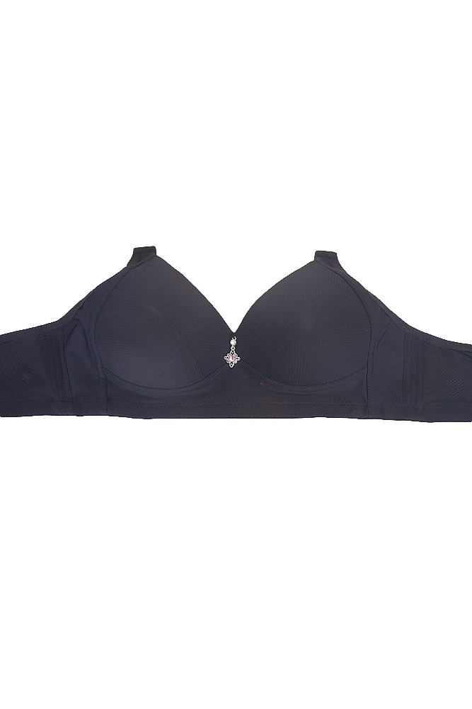 Women's Textured Pattern Wireless Full Cups Bra in Black