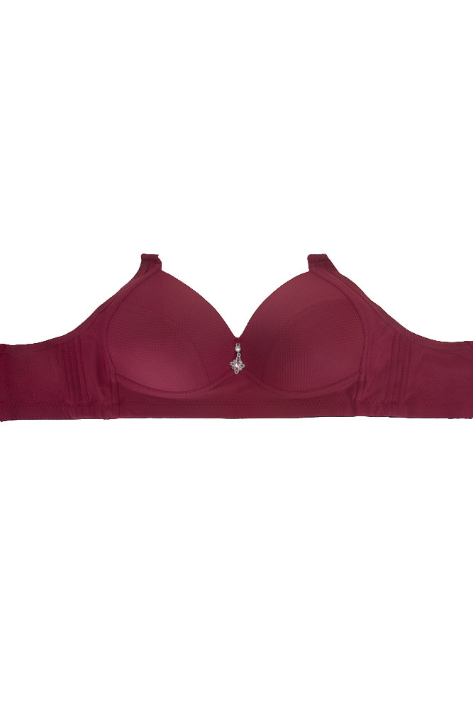 Women's Textured Pattern Wireless Full Cups Bra in Burgundy