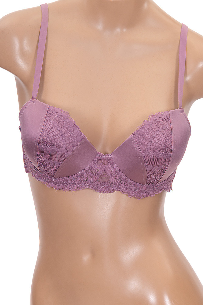 Women's Lace Trim Satin Full Cup Bra — bra photo 2