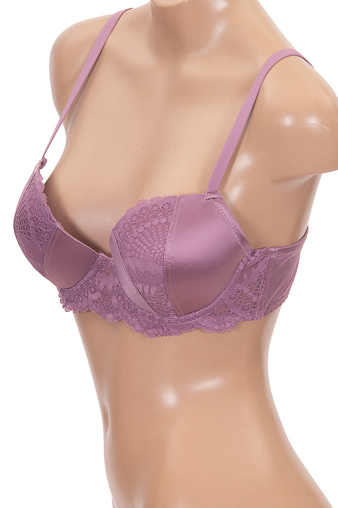 Women's Lace Trim Satin Full Cup Bra — bra photo 3