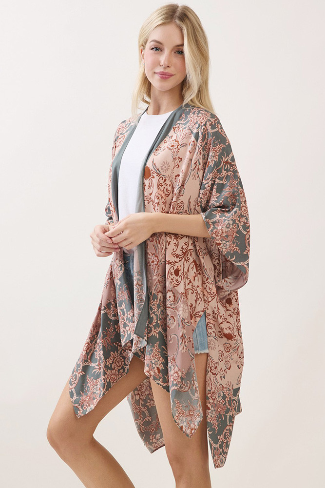 Women's Bohemian Floral Paisley Print Kimono Cover-Up by BURACQ