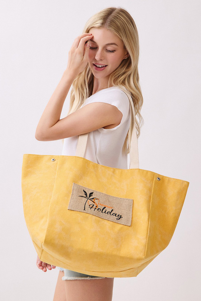 Women's Shoulder & Bucket Style Summer Holiday Canvas Bag in Holiday