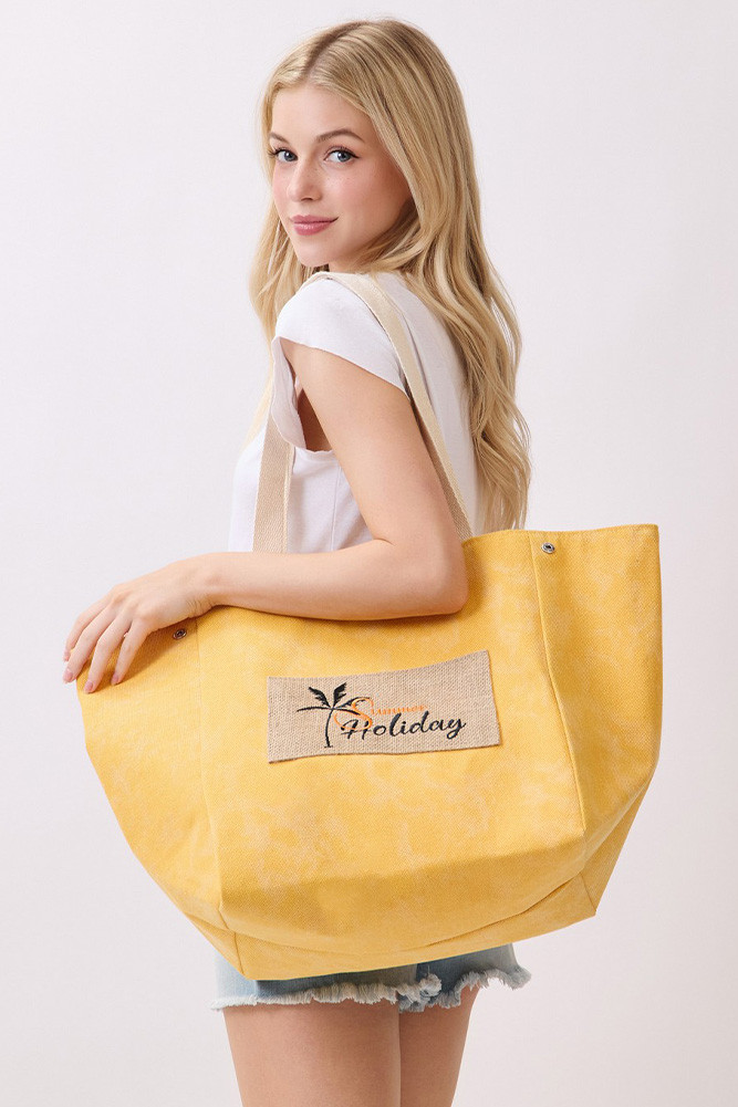 Women's Shoulder & Bucket Style Summer Holiday Canvas Bag in Holiday