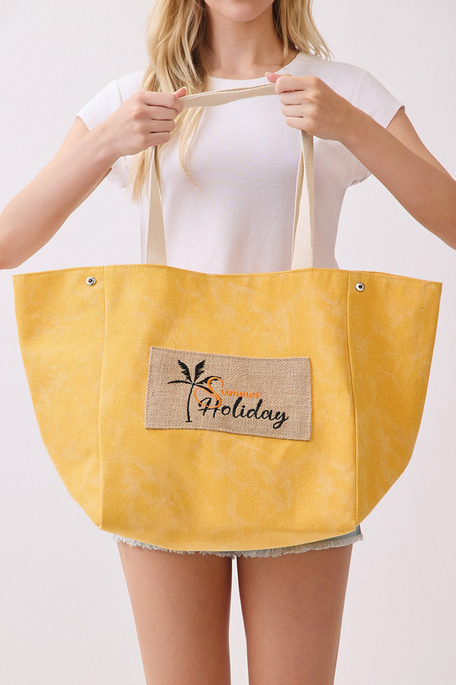 Women's Shoulder & Bucket Style Summer Holiday Canvas Bag in Holiday