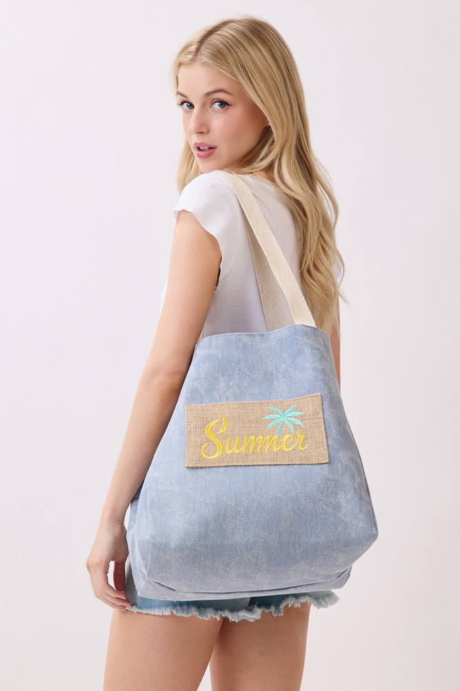 Women's Shoulder & Bucket Style Summer Letter Canvas Bag in Summer