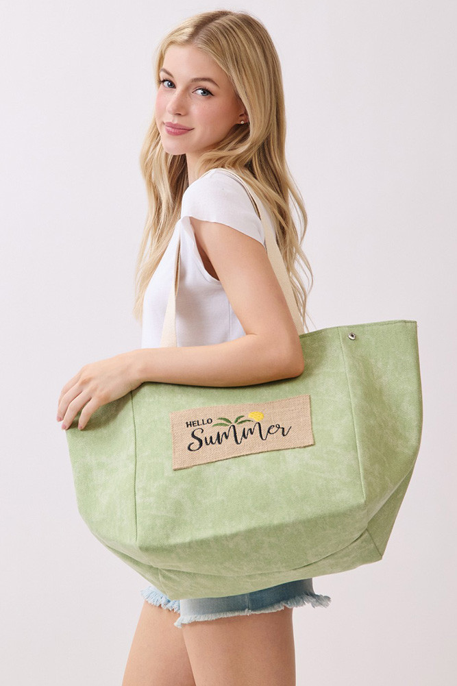 Women's Shoulder & Bucket Style Hello Summer Canvas Bag in Hellosummer