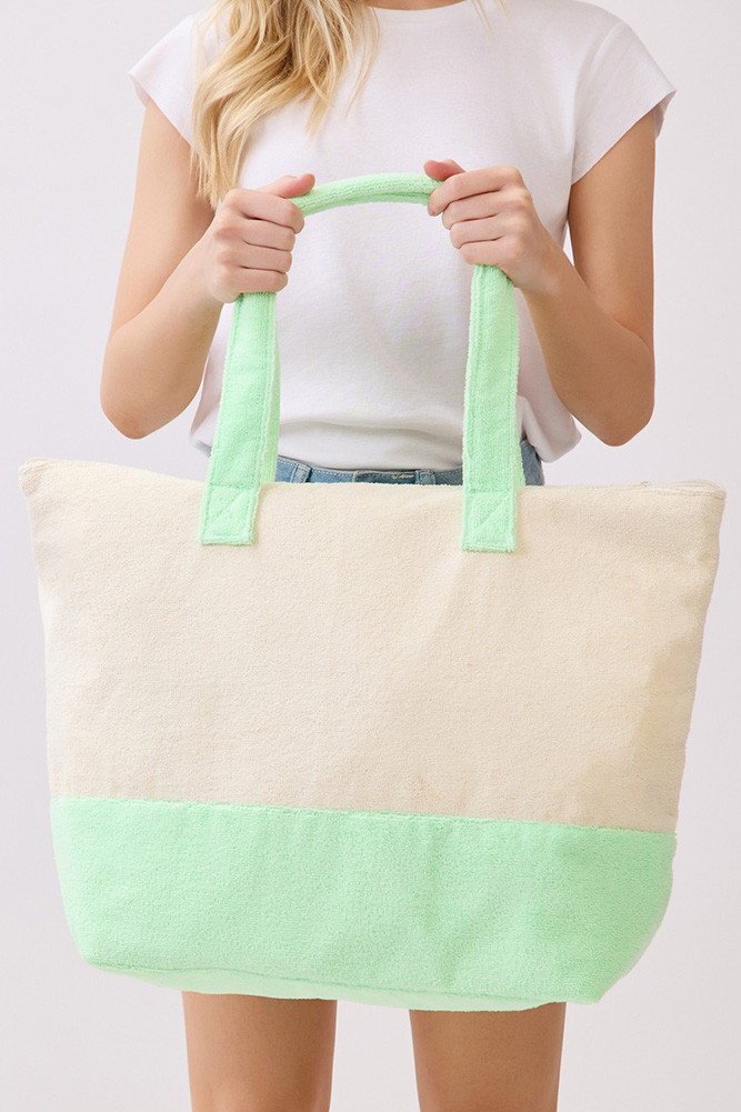 Women's Sips About to Go Down Letter Terry Tote Bag — tote bag photo 4
