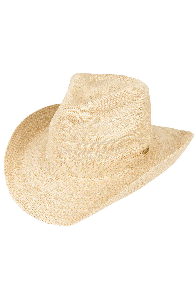 Women's Pattern Knitted Solid Cowboy Hat in Beige