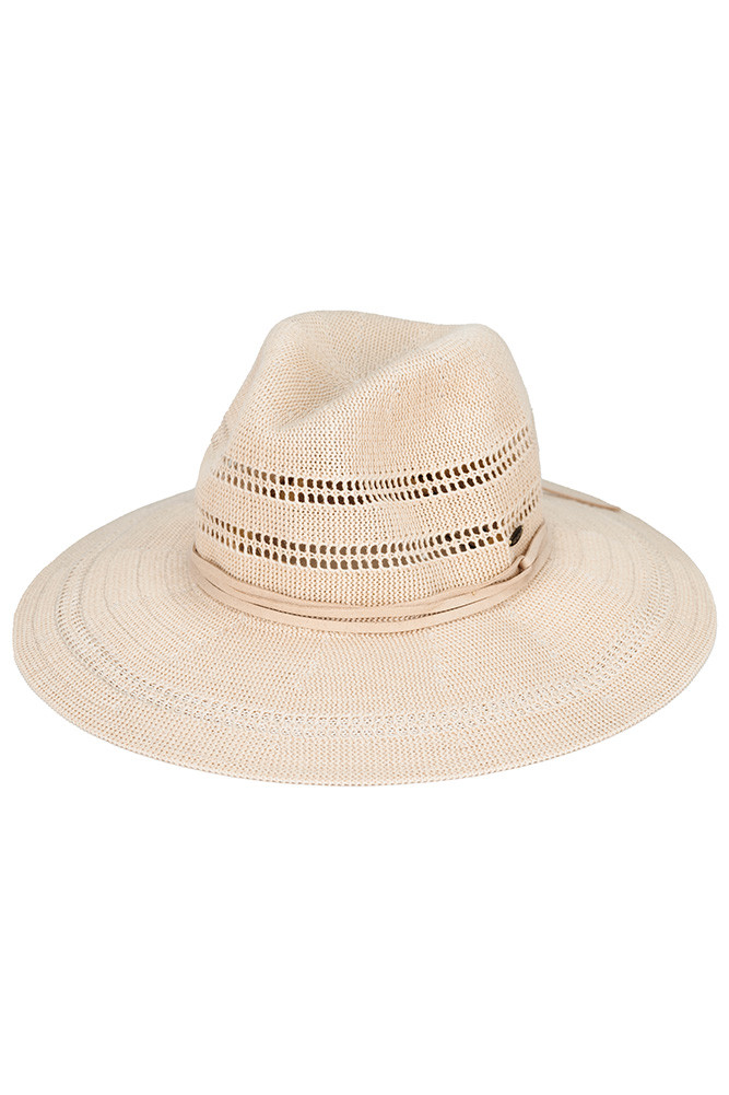 Women's Suede Band Knitted Panama Sun Hat by BURACQ