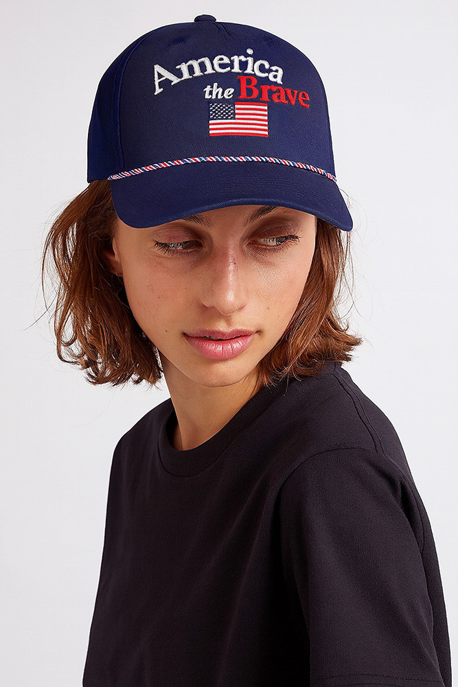 Women's America the Brave Letter Flag Color Rope Baseball Cap by BURACQ