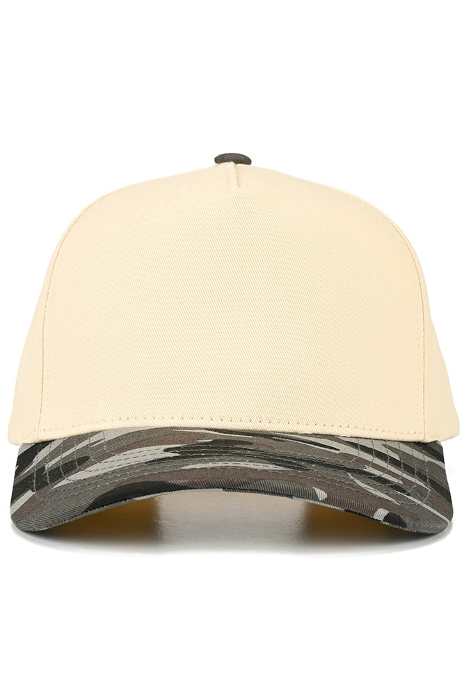 Women's Camo Pattern Print Two-Tone Canvas Trucker Hat in Gray
