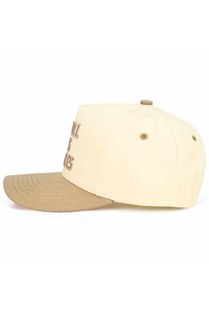 Women's He Still Does Miracles Letter Two-Tone Trucker Hat in Beige