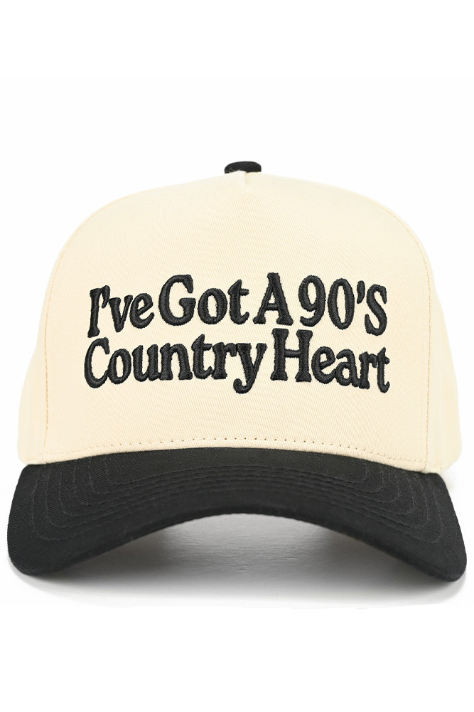 Women's I've Got a 90's Country Heart Two-Tone Trucker Hat in Black