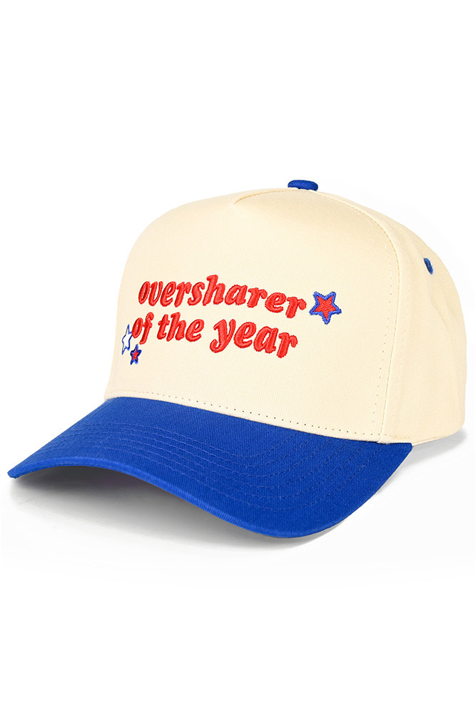 Women's Oversharer of the Year Letter Two-Tone Trucker Hat in Blue