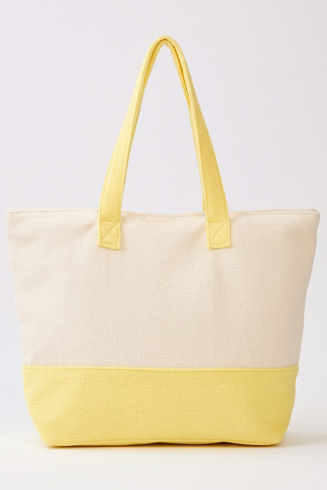Women's Hello Summer Letter with Lemons Terry Tote Bag in Yellow