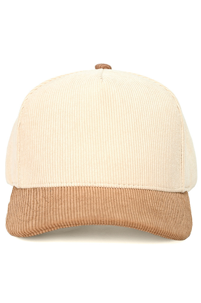 Kids Two-Tone Corduroy Trucker Cap in Beige