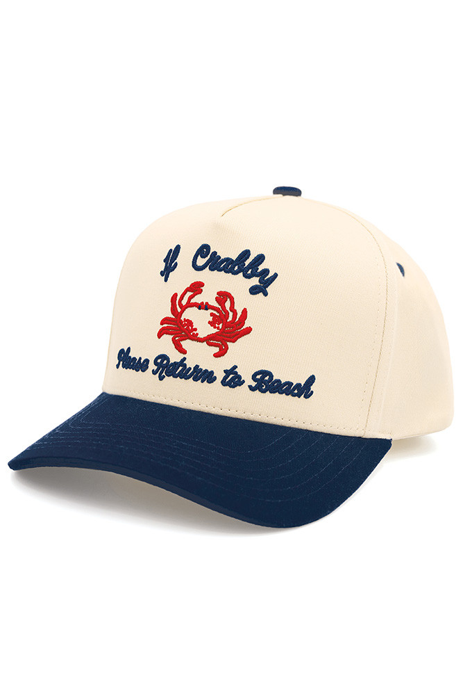 Women's If Crabby Please Return to Beach Two-Tone Trucker Hat in Navy