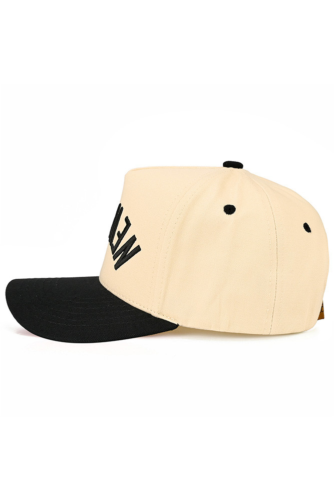 Women's New York Embroidered Letter Two-Tone Trucker Hat by BURACQ