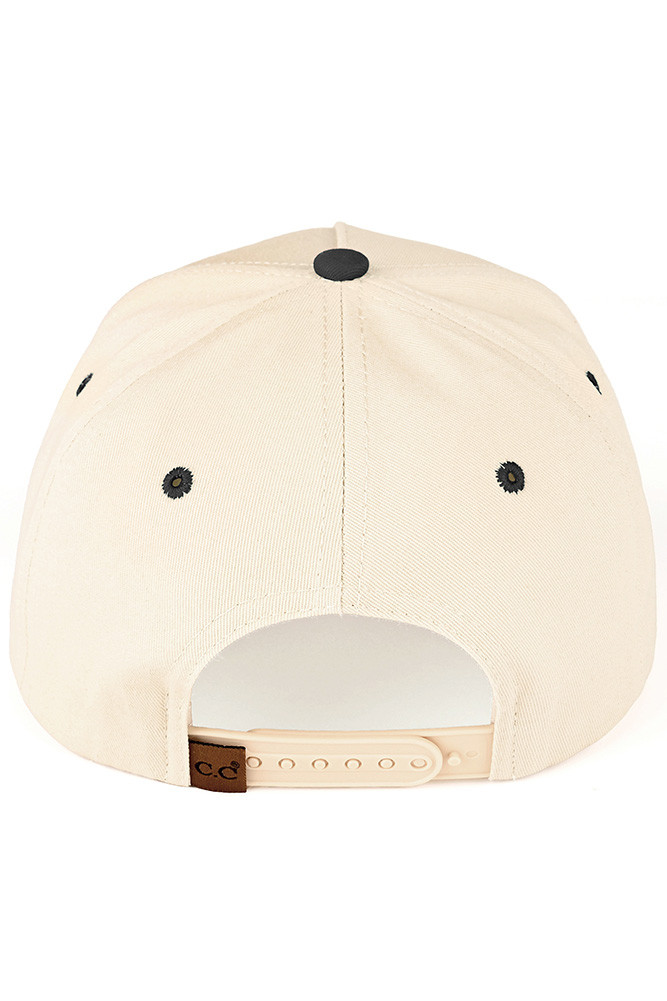 Women's Los Angeles Embroidered Letter Two-Tone Trucker Hat in Black