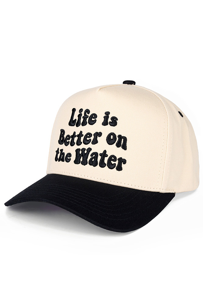 Women's Life Is Better on the Water Letter Two-Tone Trucker Hat in Black