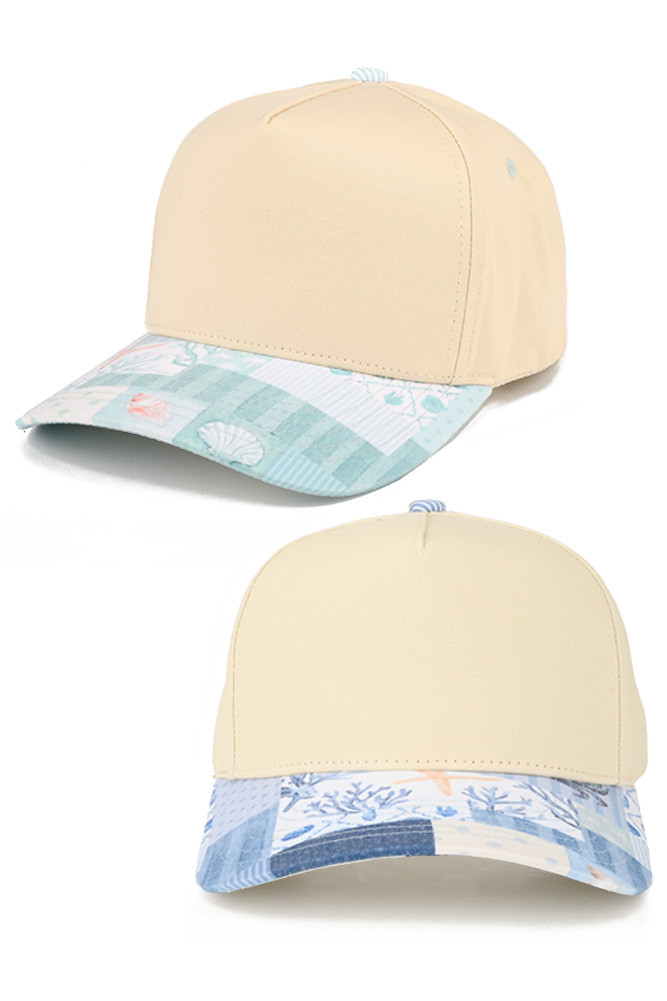 Women's Nautical Theme Print on Brim Two-Tone Trucker Hat by BURACQ