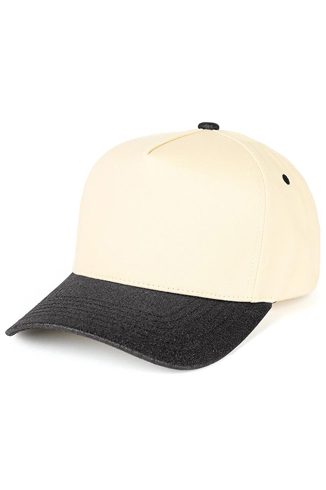 Women's Glitter Brim Two-Tone Trucker Hat in Black
