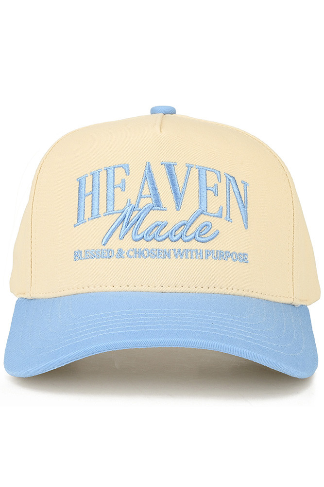 Women's Heaven Made Letter Embroidered Trucker Hat in Sky Blue